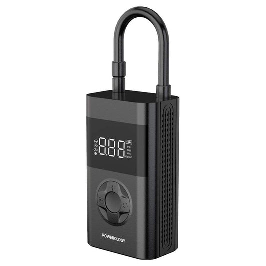 Powerology Ultra Portable Air Compressor Power Bank – Tire Inflator & Power Bank (Black)