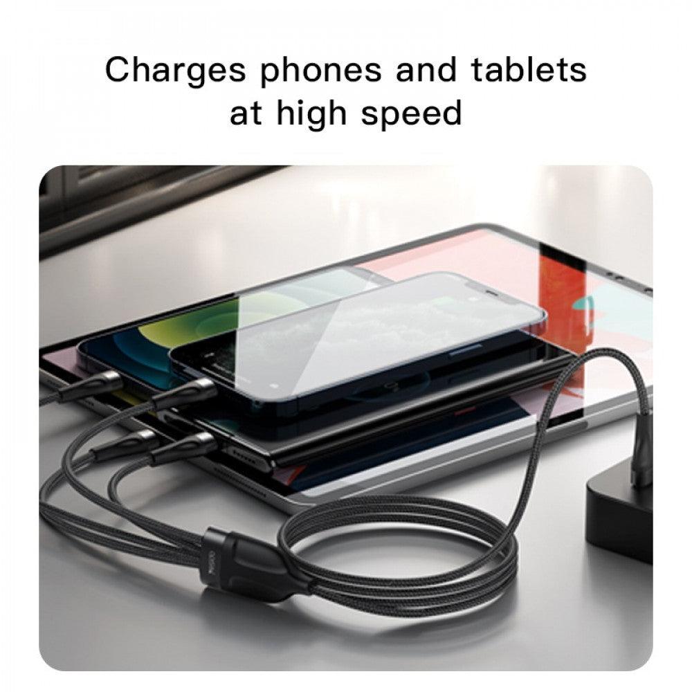 Yesido CA89 3in1 Type-C to Type-C + Lightning 20W + Micro Charging Cable 1.2m - Saleshubstore