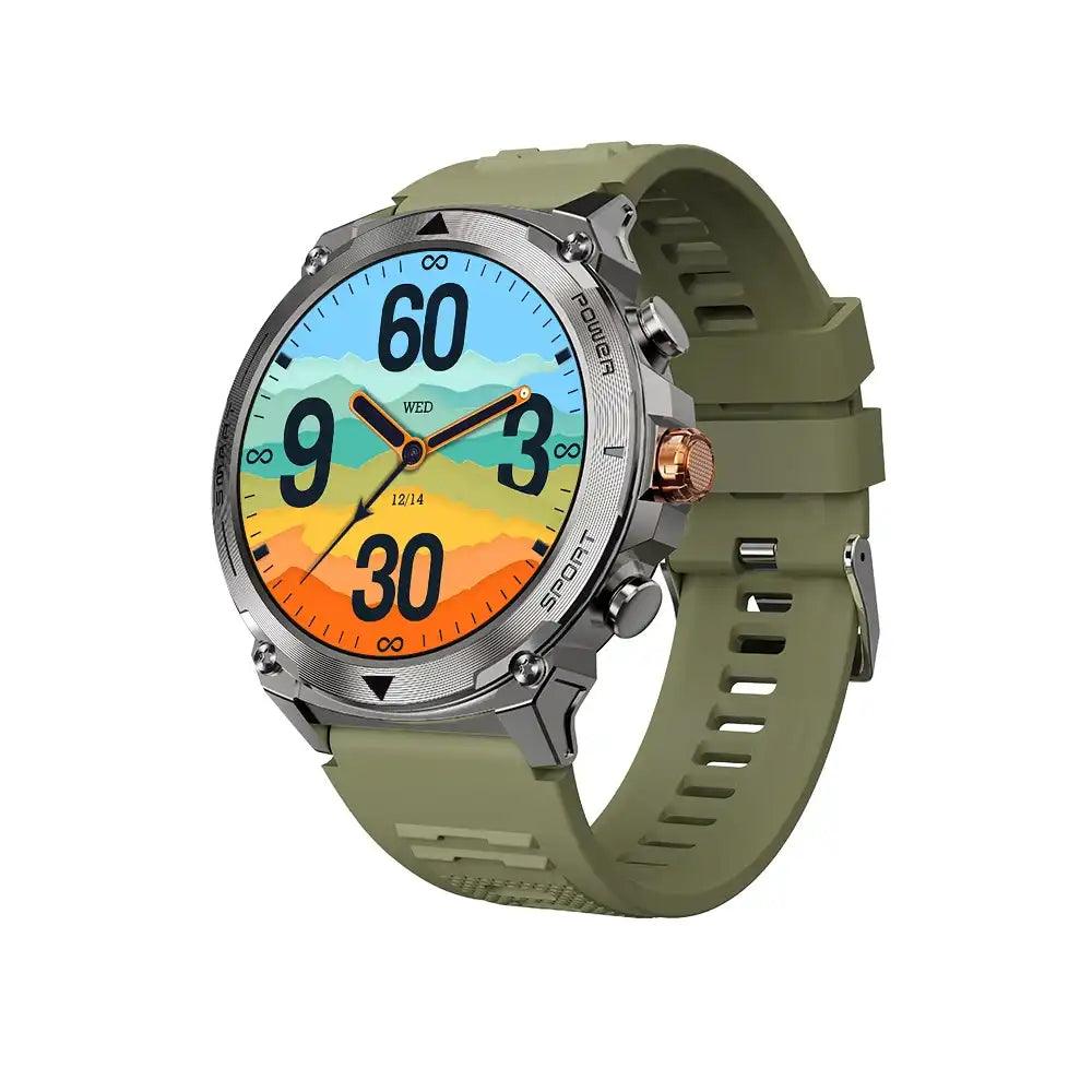 WiWU SW03 AMOLED Smartwatch – Silver Metal With FREE GREEN Silicone Band - Saleshubstore