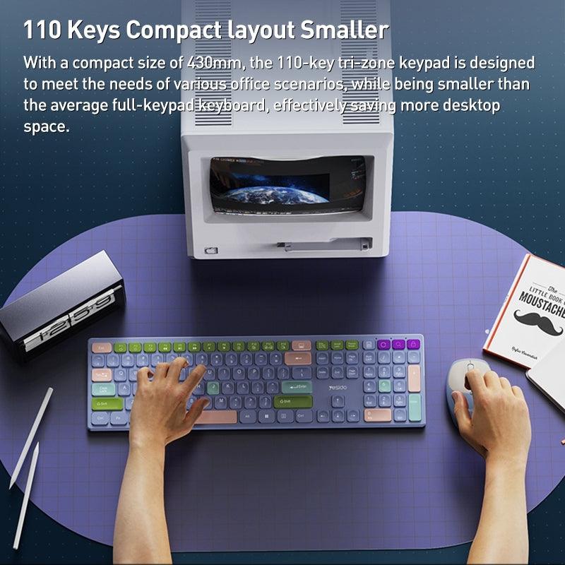 Yesido KB19 POP Blue Wireless Combo - Arabic Edition | Silent & Ergonomic Design - Saleshubstore