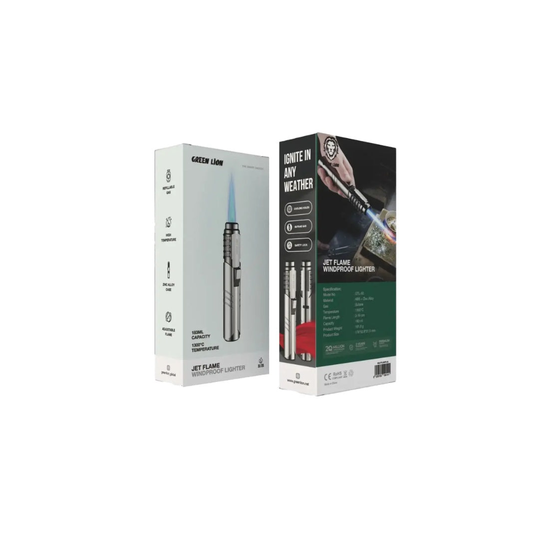 Green Lion Jet Flame Windproof Lighter – High-Temperature Torch Flame Lighter