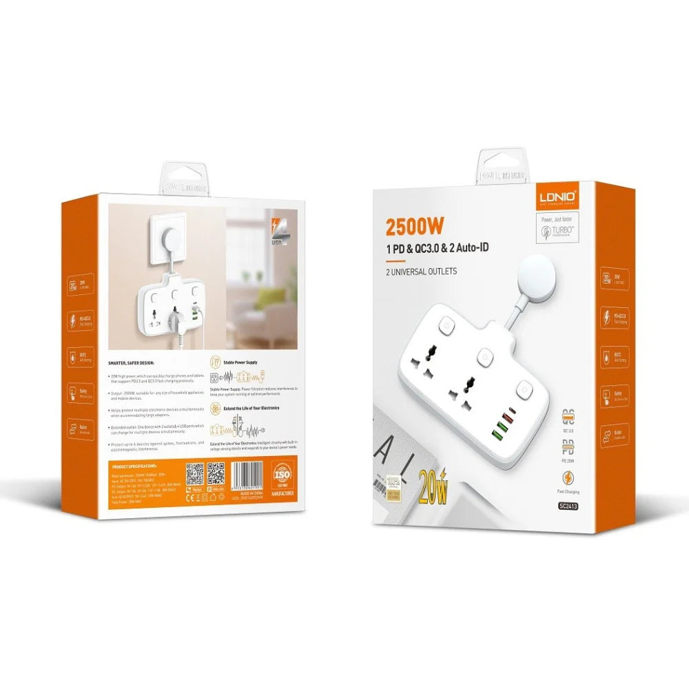 LDNIO SC2413 Extension Socket Power Strip with USB Ports