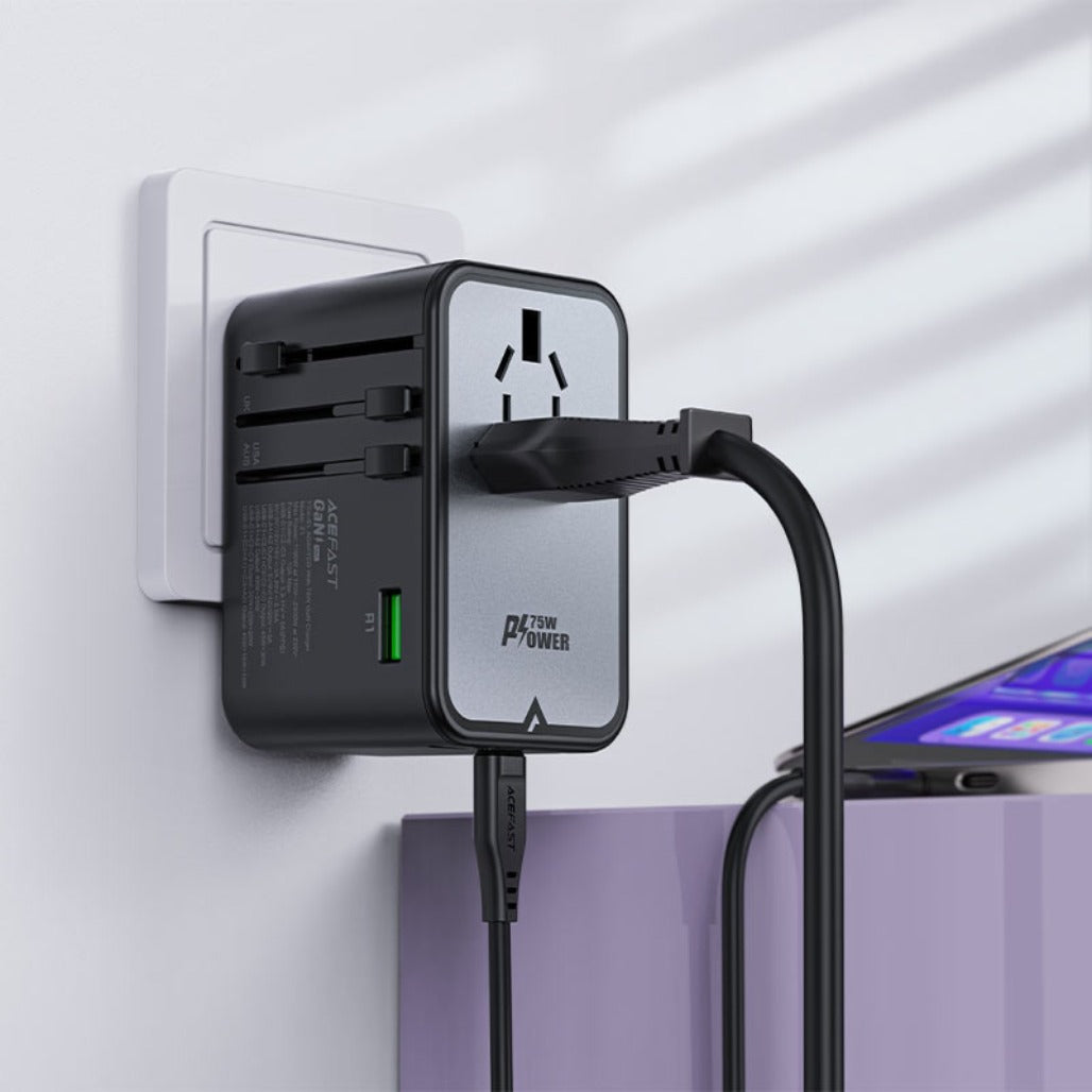 Acefast Z1 2300W Power Adapter with PD75W GaN – 3 USB-C & 2 USB-A Fast Charging Hub