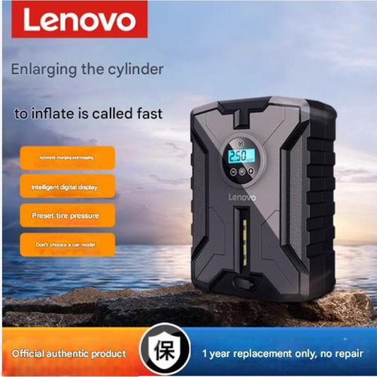 Lenovo HV05-2 Portable Car Tire Inflator – 12V Air Compressor with Pressure Gauge & LED Light