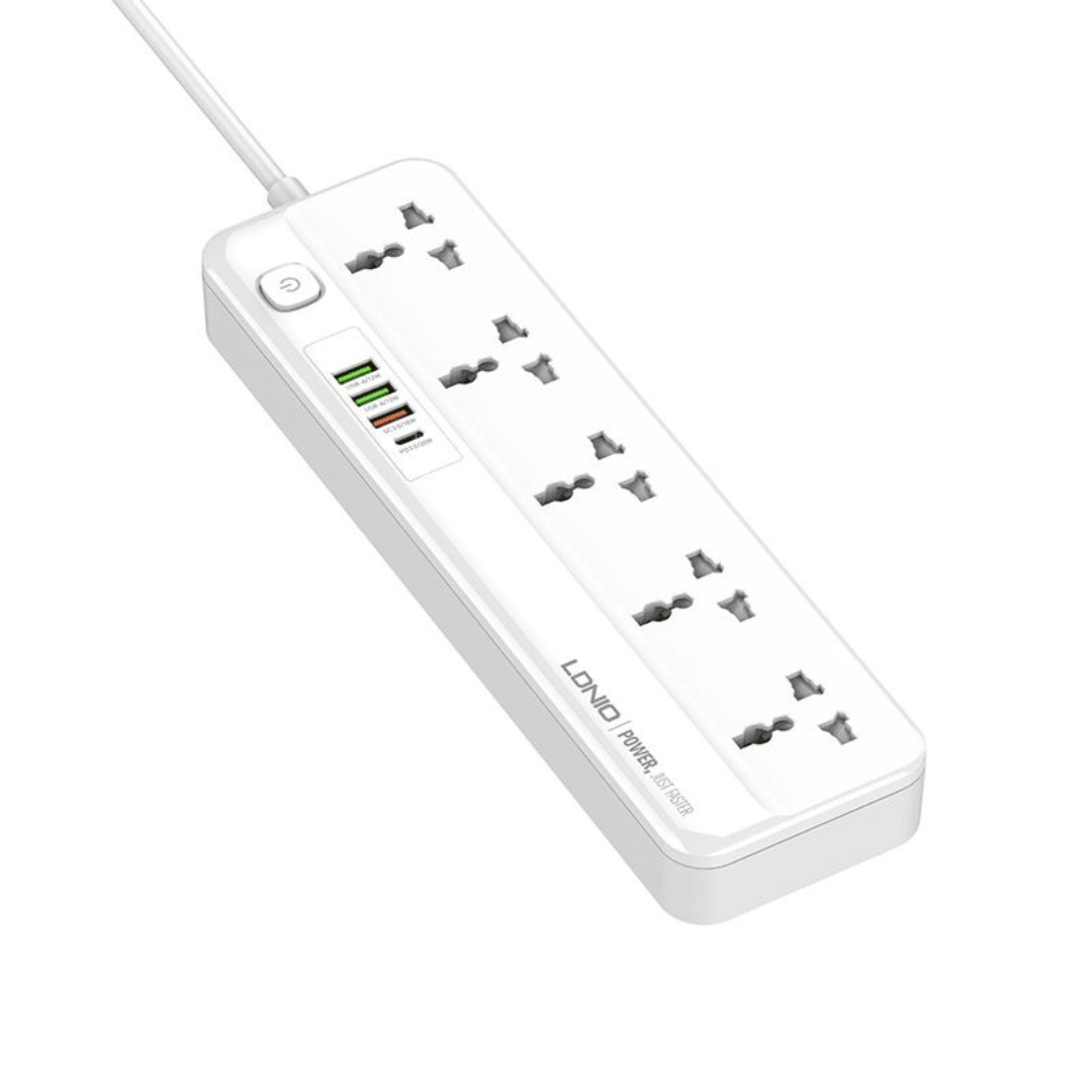 LDNIO SC5415 Power Strip with 5 Sockets + PD 20W, QC 18W, Auto-ID – 2500W, 2m Cord - Saleshubstore
