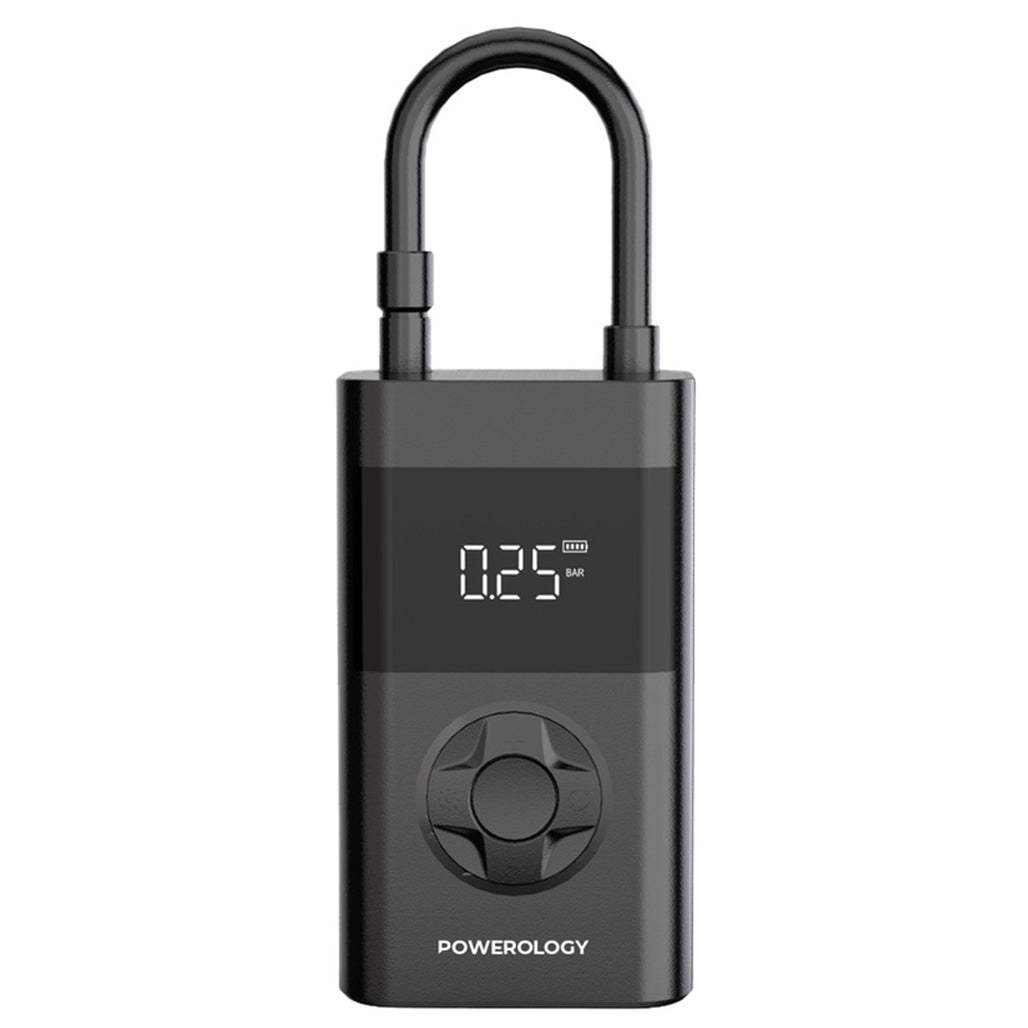 Powerology Ultra Portable Air Compressor Power Bank – Tire Inflator & Power Bank (Black)