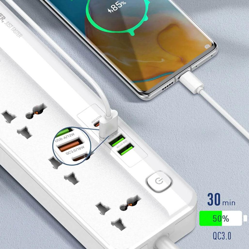 LDNIO SC5415 Power Strip with 5 Sockets + PD 20W, QC 18W, Auto-ID – 2500W, 2m Cord - Saleshubstore