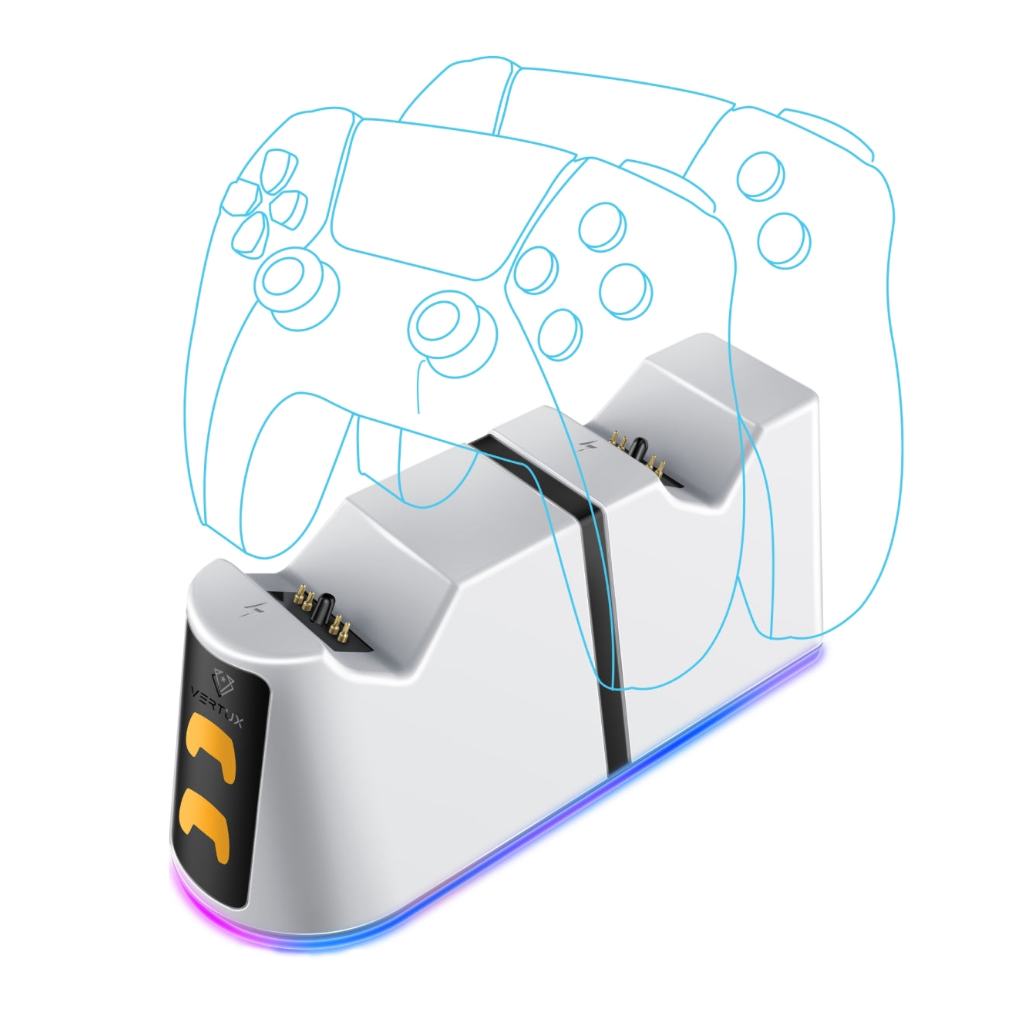 Vertux DuoDock-PS5 2-in-1 Charging Dock – Dual Charging Station for PS5 DualSense Controllers