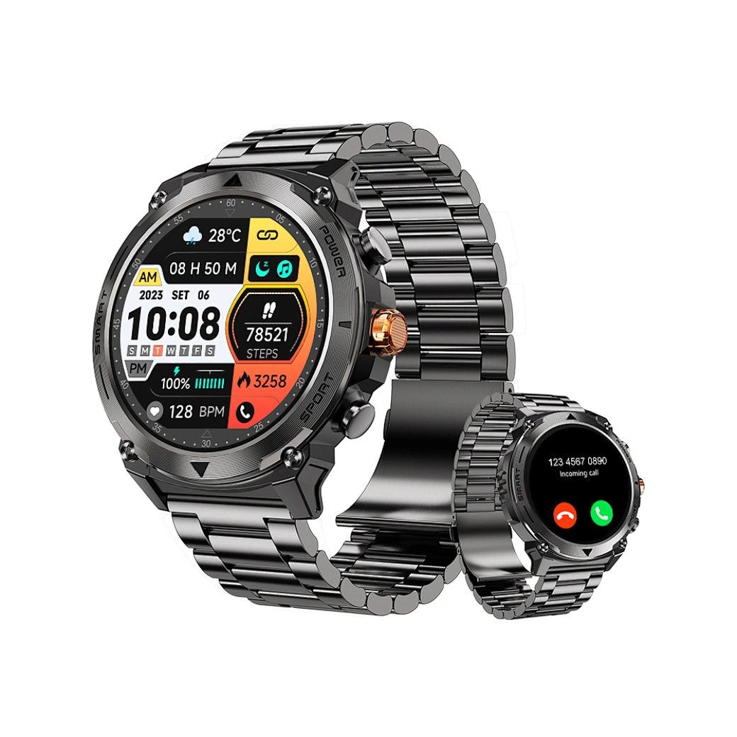 WiWU SW03 AMOLED Smartwatch Black Metal With FREE Black Silicone Band - Saleshubstore