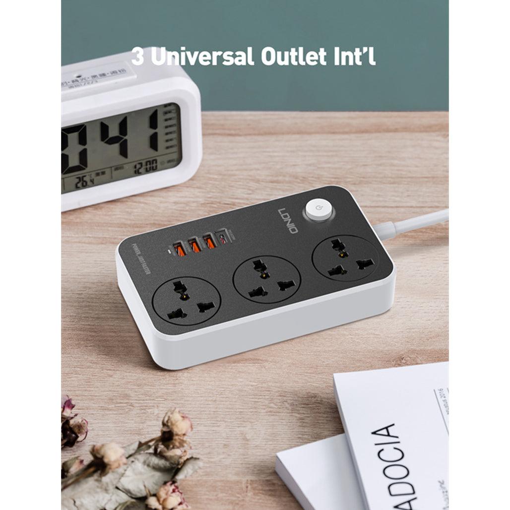 LDNIO SC3412 Power Socket with 3 Outlets and Fast Charging USB Ports - Saleshubstore