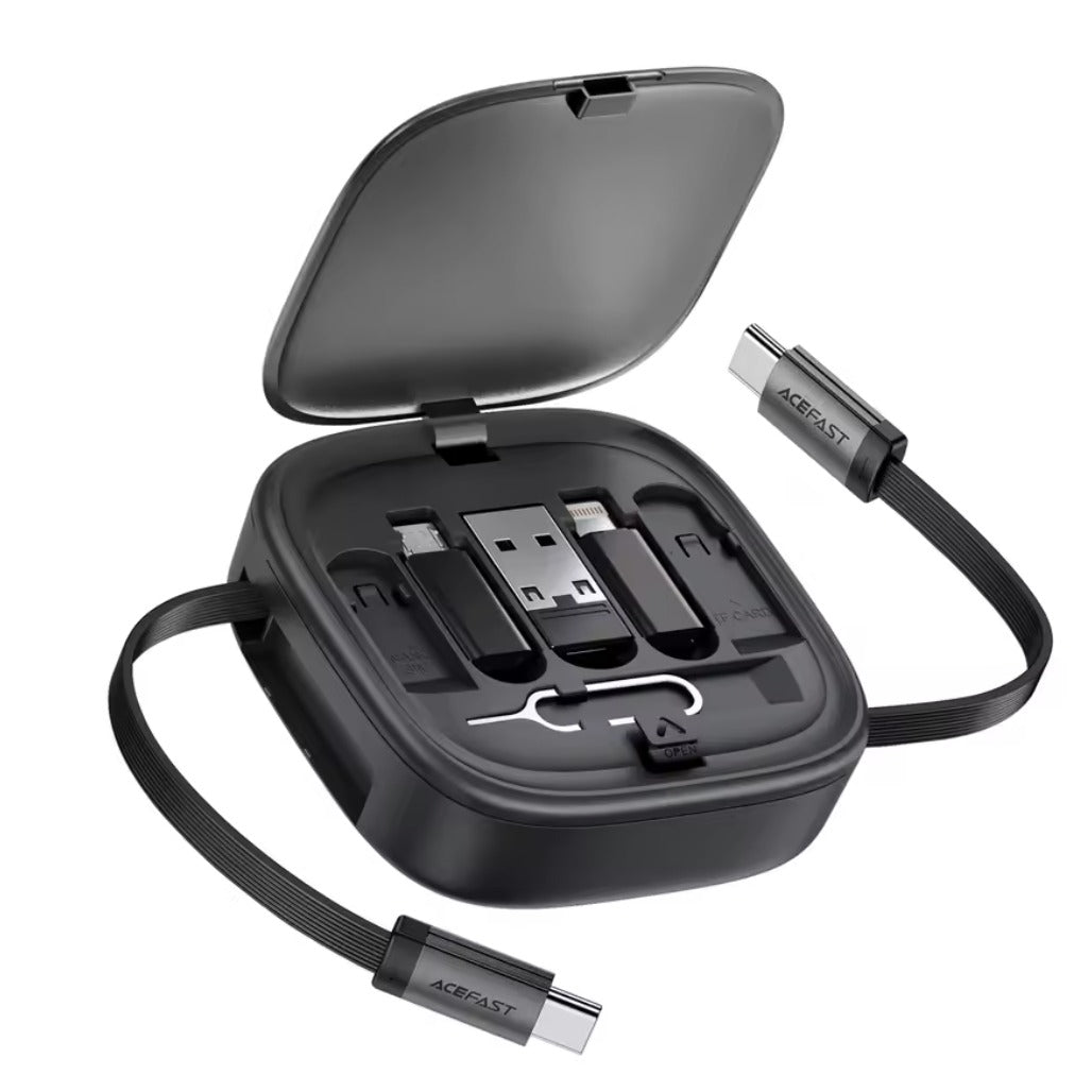 Acefast J3 Multifunctional Travel Set with Retractable Charging Data Cable – Black