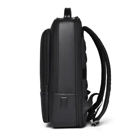 BOPAI Men's Genuine Leather Backpack – 15.6'' Laptop, Business Travel Rucksack with USB Charging, Anti-Theft, Large Capacity, Classic Black - Saleshubstore