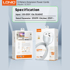 LDNIO 5M Extension Cord 2500W 10A Anti-Flaming PVC Power Cable