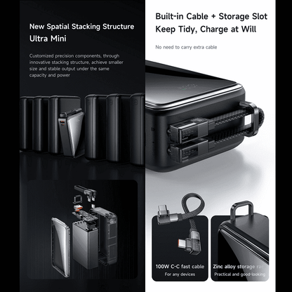 Mcdodo MC-0561 100W Digital Display 25000mAh Power Bank with Built-in Cable - Saleshubstore