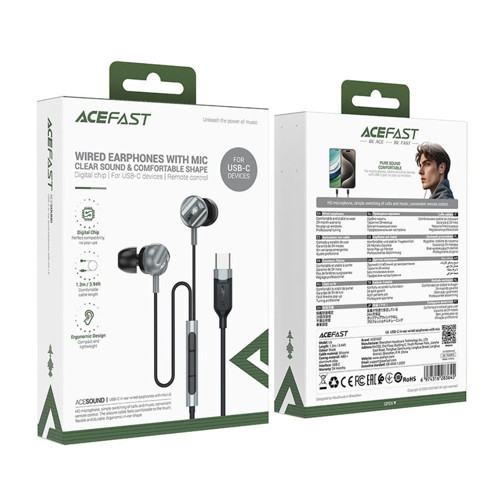 Acefast L6 Wired Earphones – High-Quality In-Ear Headphones with Microphone