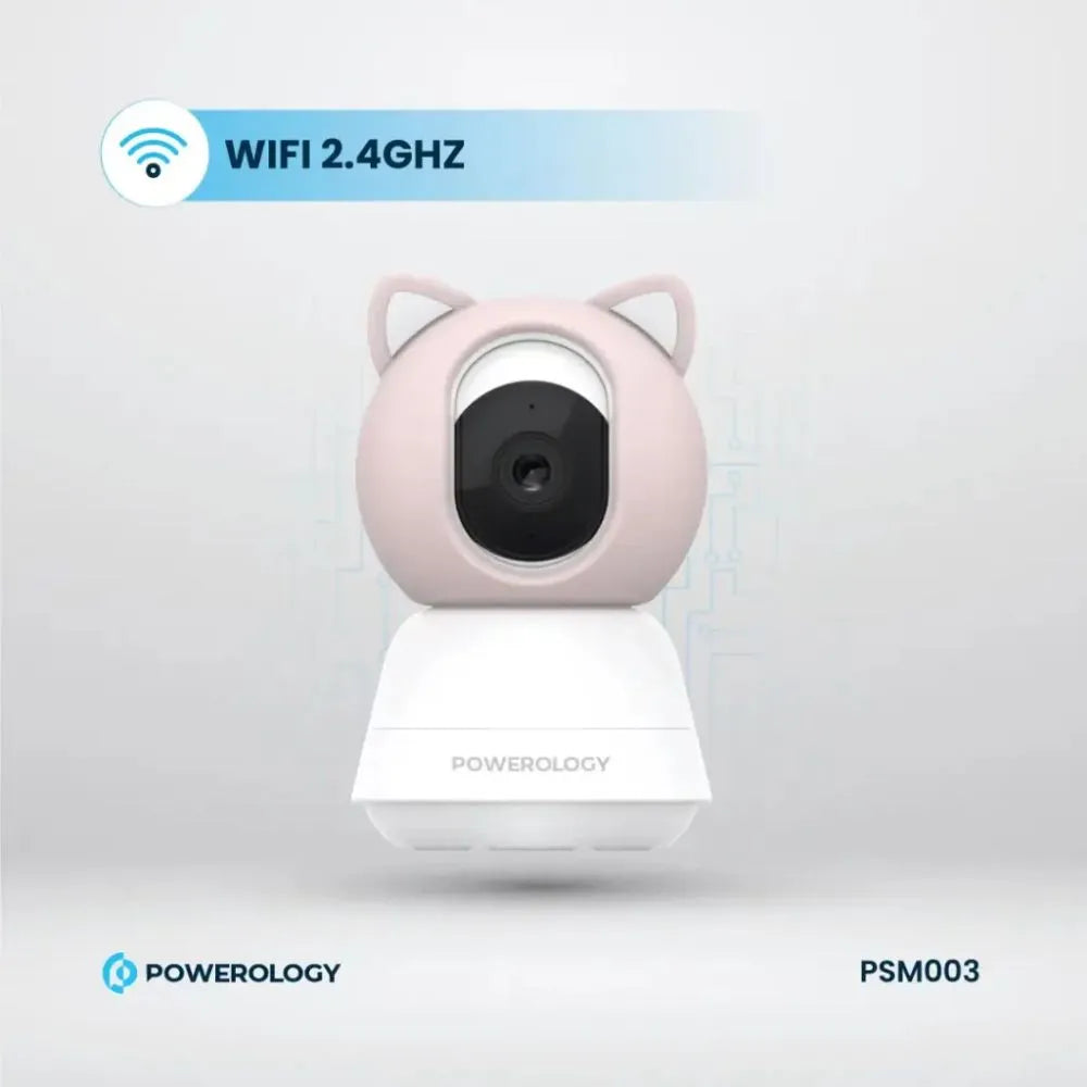 Powerology Smart Baby Monitor Camera with Mobile App – Night Vision, Motion Detection & Two-Way Audio (Blue / Pink)