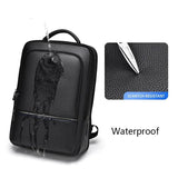 BOPAI Men's Genuine Leather Backpack – 15.6'' Laptop, Business Travel Rucksack with USB Charging, Anti-Theft, Large Capacity, Classic Black - Saleshubstore