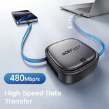 Acefast J3 Multifunctional Travel Set with Retractable Charging Data Cable – Black