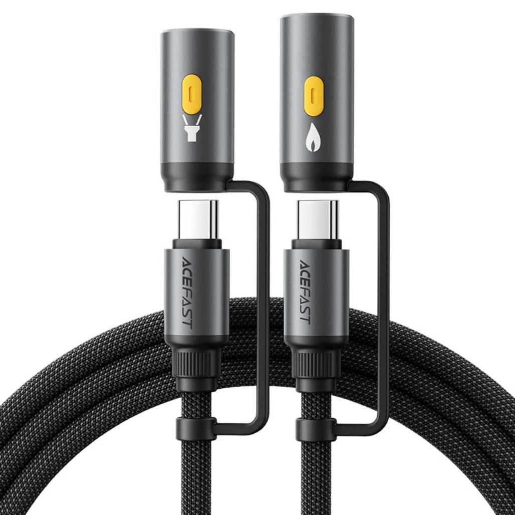 Acefast J4 USB-C Charging Data Cable 60W – LED Light Cable with Cigarette Lighter Plug