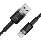 Acefast C22-04 USB-A to USB-C Charging & Data Cable – 3A Fast Charge, Nylon Braided