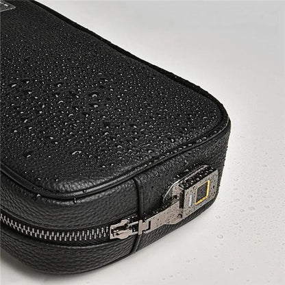 WIWU Master Genuine Leather Fingerprint Lock Pouch Bag Black - Saleshubstore