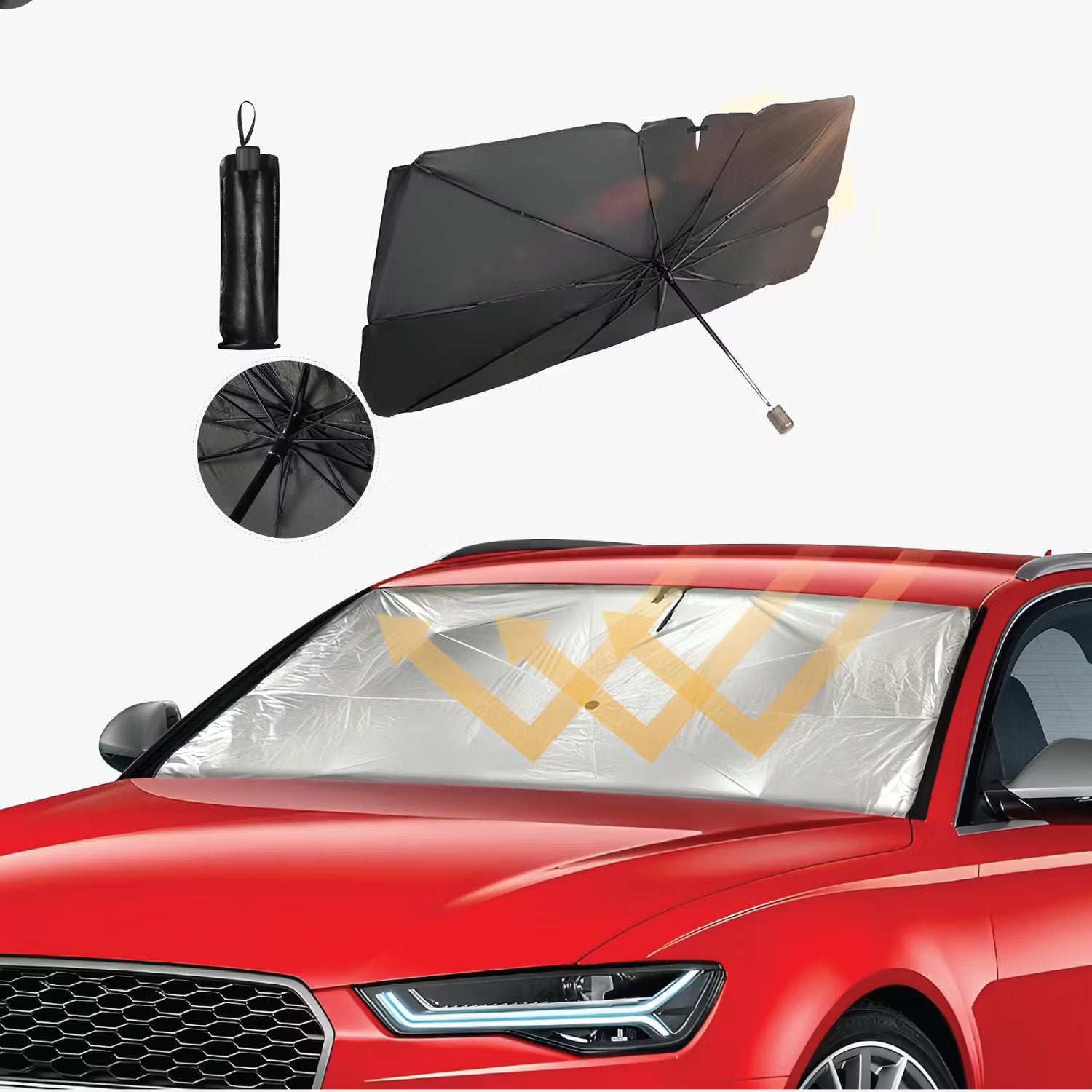 Green Lion Car Windshield Umbrella – Foldable Sunshade Heat Protection (Black)