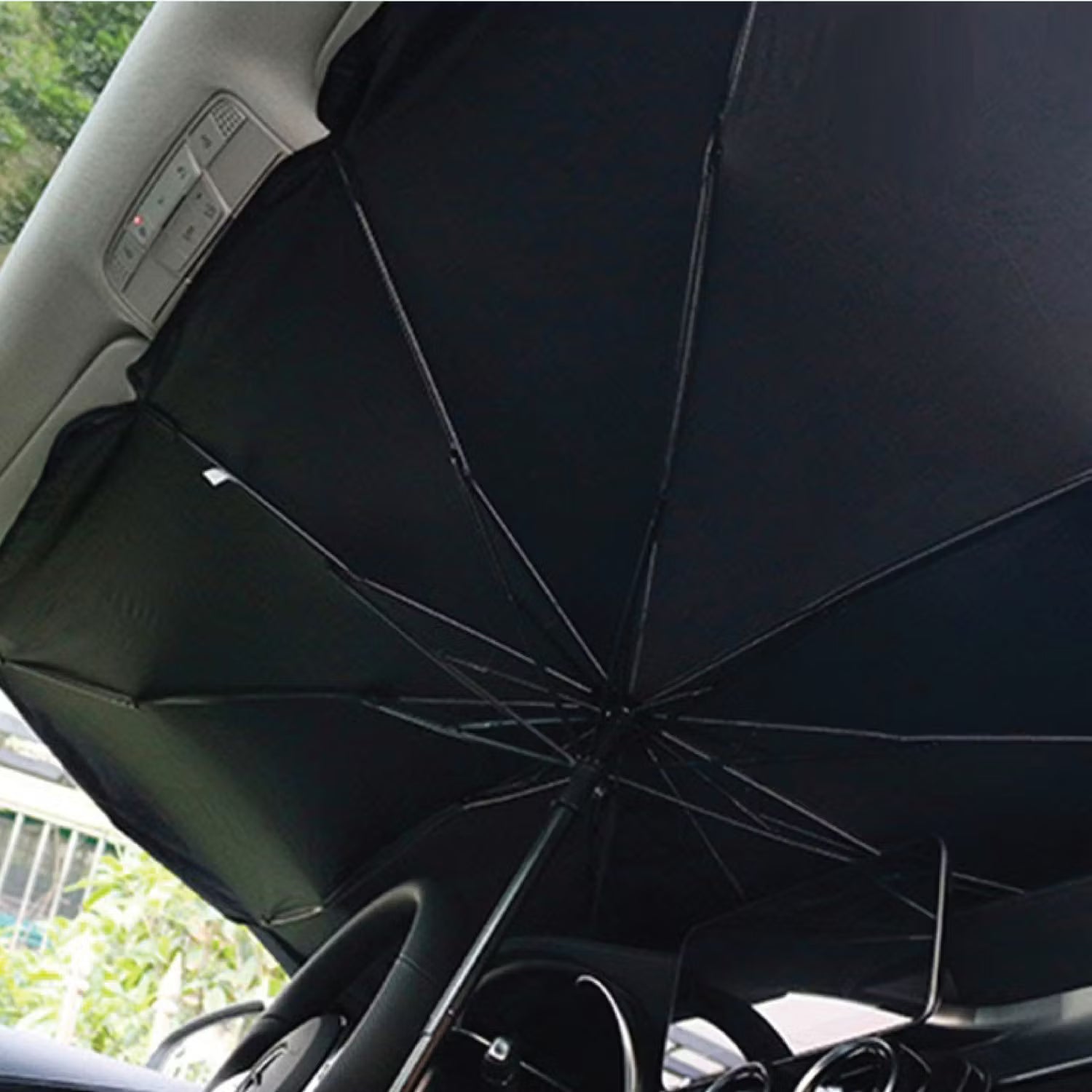 Green Lion Car Windshield Umbrella – Foldable Sunshade Heat Protection (Black)