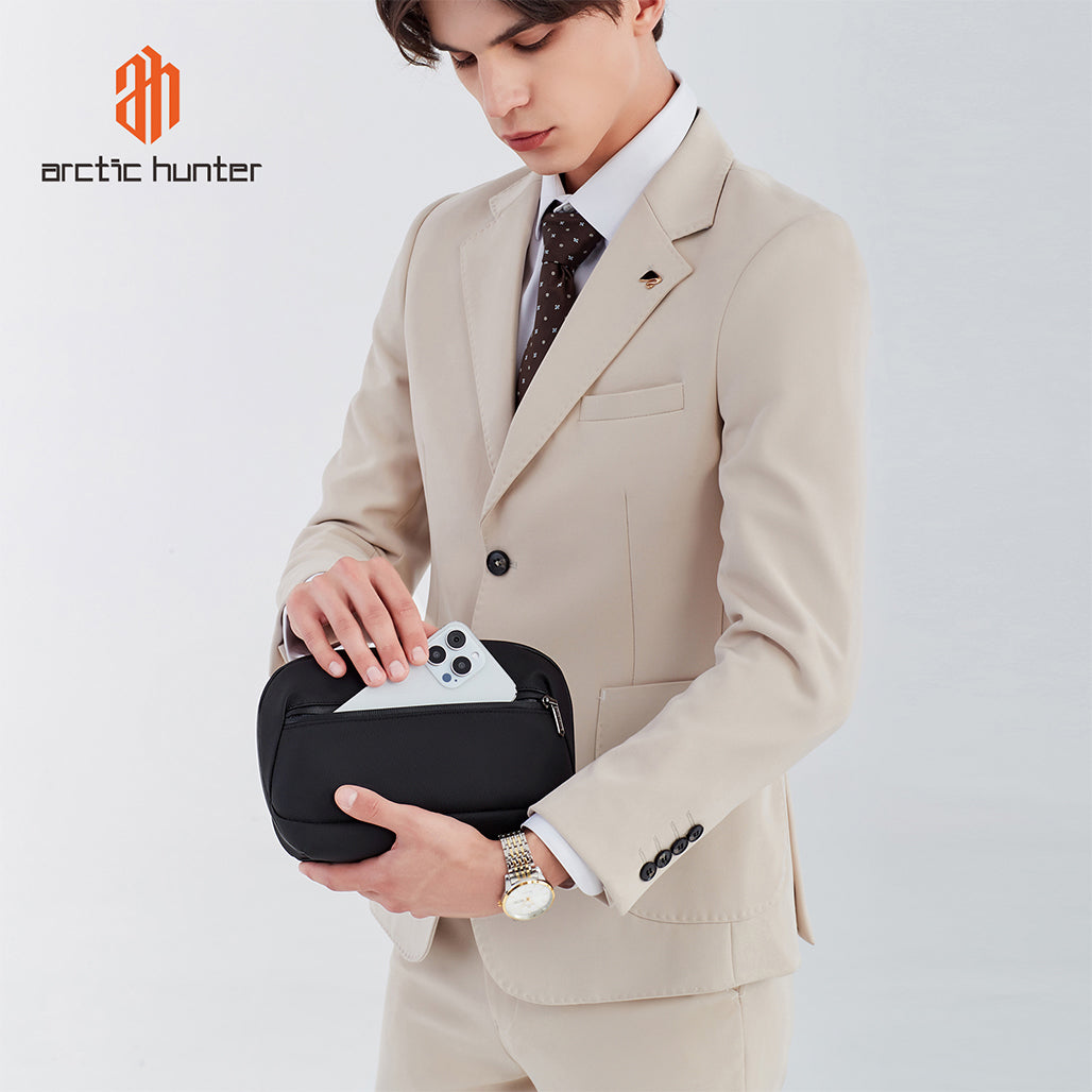 Arctic Hunter KB00613 Tech Pouch – Multi-Layer Water-Resistant Travel Organizer (Black)