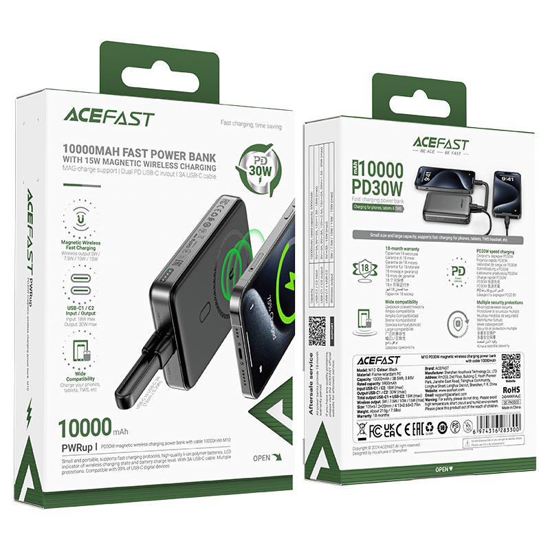 AceFAst Magnetic Fast Wireless Charge Power Bank M10 PD30W 10000mAh