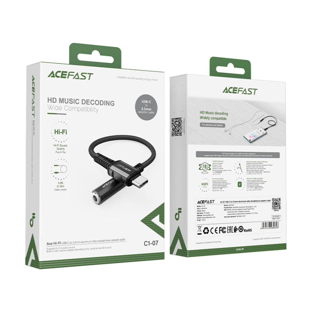 AceFast HI-FI Audio cable USB-C Headphones Adapter C1-07