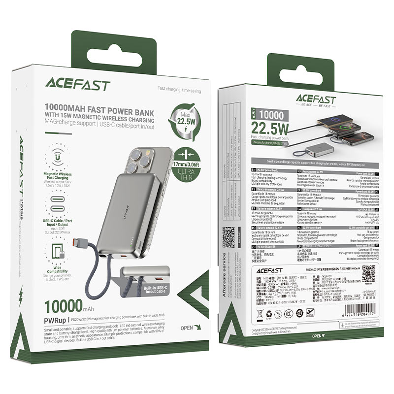AceFast Magnetic Fast Wireless Charge Power Bank M18 22.5W 10000mAh