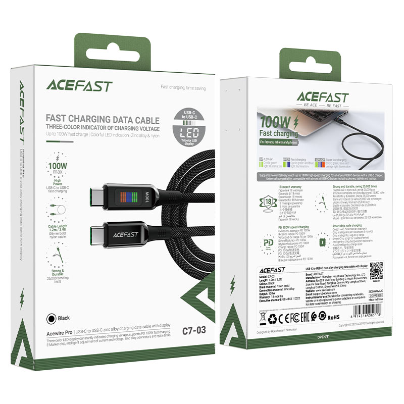 AceFast Charging Data Cable C7-03 USB-C to USB-C 100W