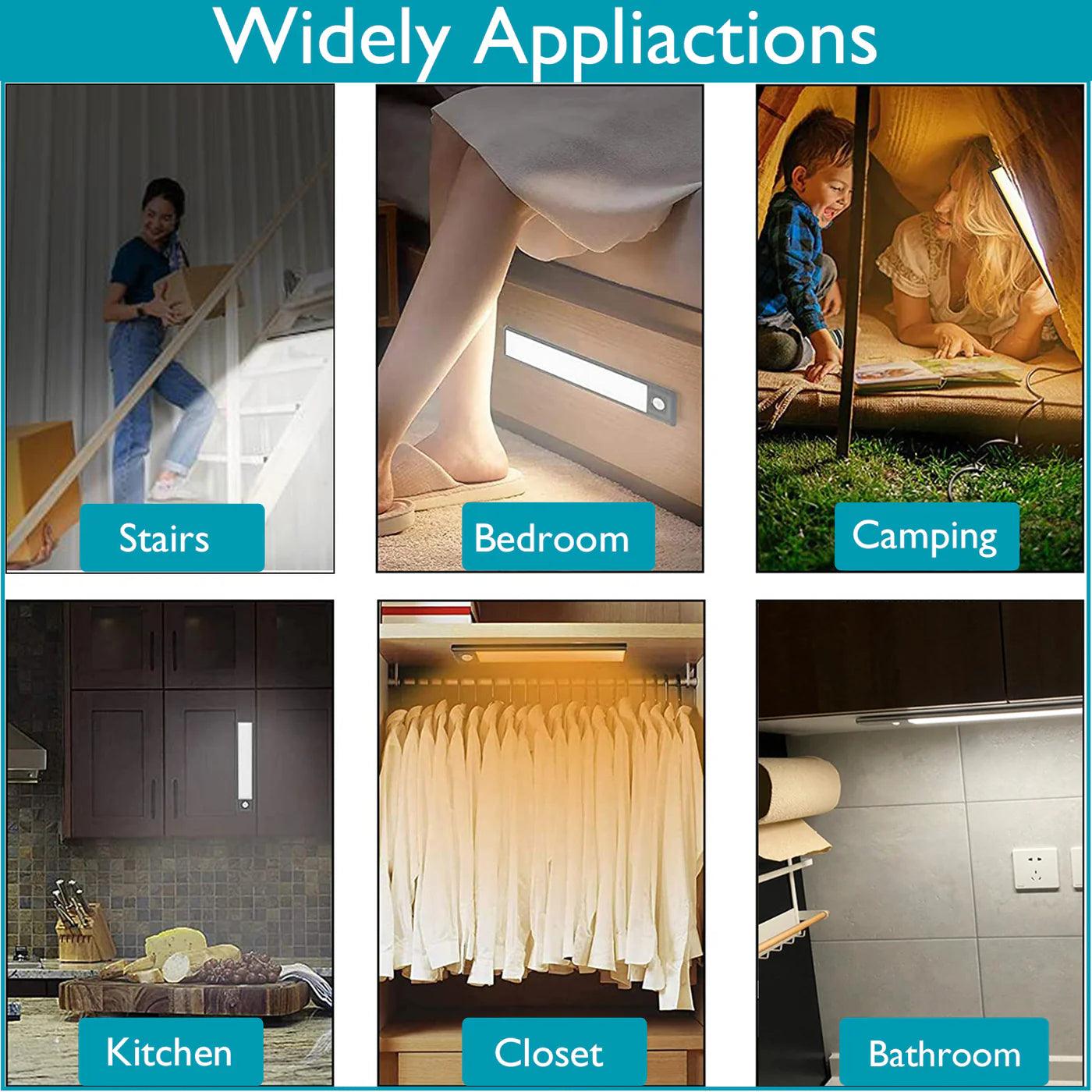 Motion Sensor Lights Indoor 20CM Wireless Lighting Rechargeable Led Strip Lights with Magnetic Stickers - Saleshubstore