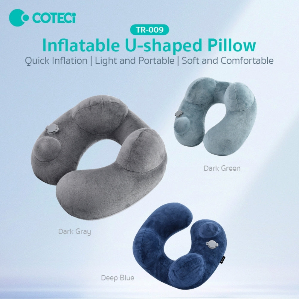 Coteci Portable Foldable U-Shaped Inflatable Airplane Pillow