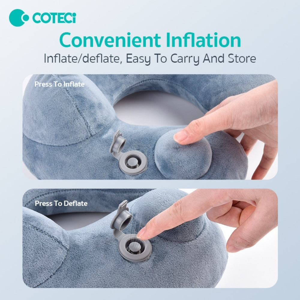 Coteci Portable Foldable U-Shaped Inflatable Airplane Pillow