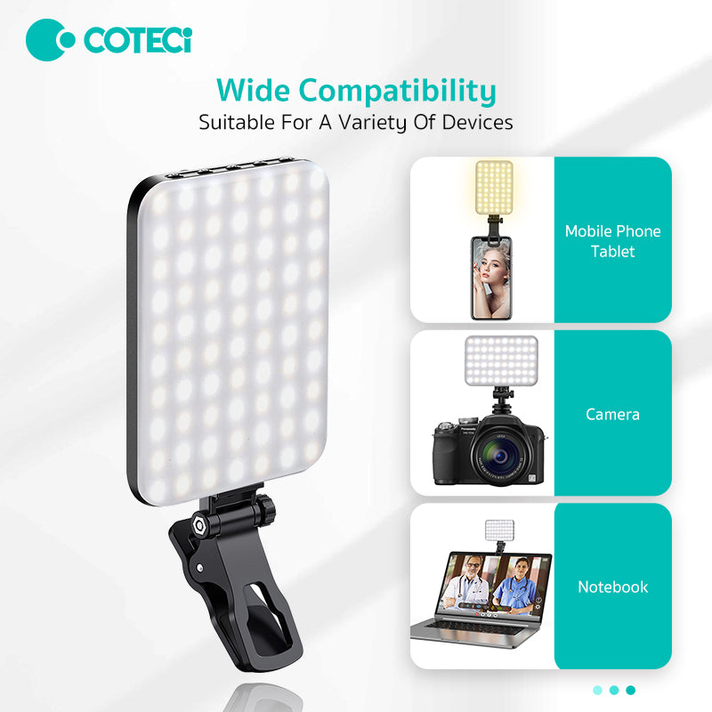 Coteci Tri-Color LED Fill Light – Portable Selfie & Photography Light