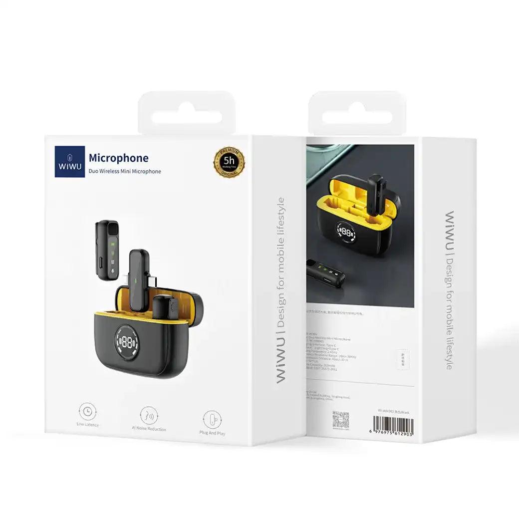 WiWU WM003 Wireless Lavalier Microphone – Dual Mic, Type-C & Lightning - Saleshubstore