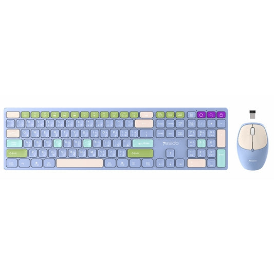 Yesido KB19 POP Blue Wireless Combo - Arabic Edition | Silent & Ergonomic Design