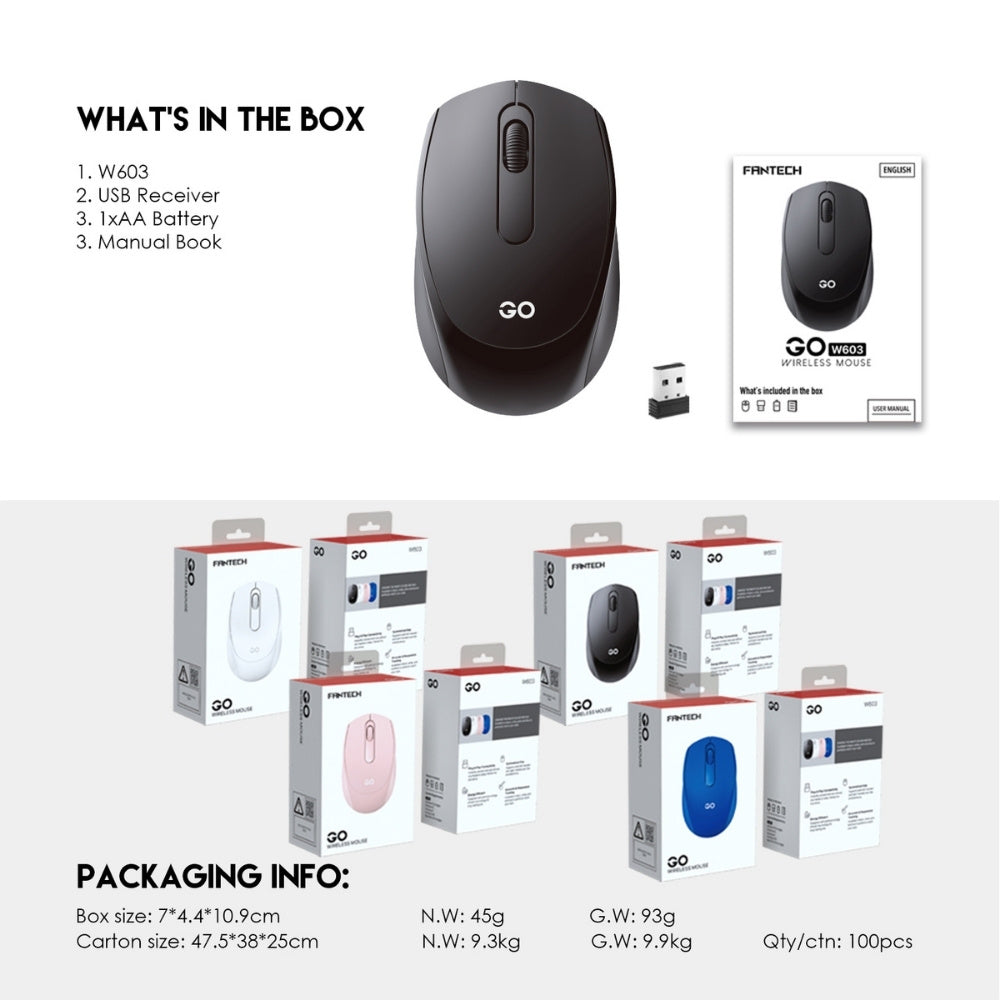 Fantech Wireless Mouse USB Receiver W603