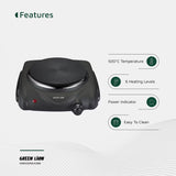 Green Lion Electric Stove Single Hot Plate – Compact Powerful Cooking Plate (Black)