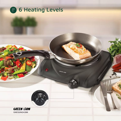 Green Lion Electric Stove Single Hot Plate – Compact Powerful Cooking Plate (Black)