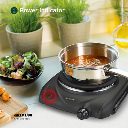 Green Lion Electric Stove Single Hot Plate – Compact Powerful Cooking Plate (Black)
