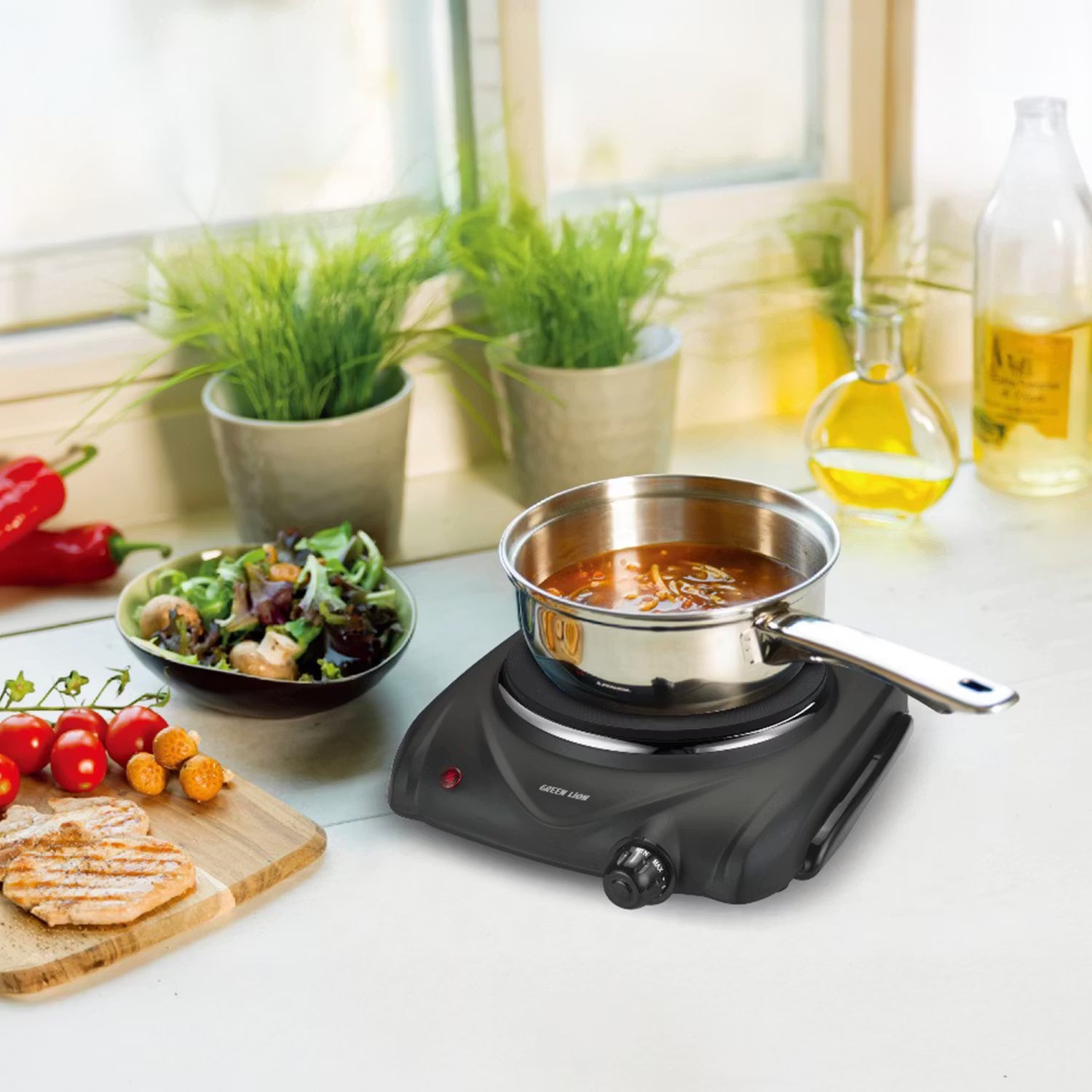 Green Lion Electric Stove Single Hot Plate – Compact Powerful Cooking Plate (Black)