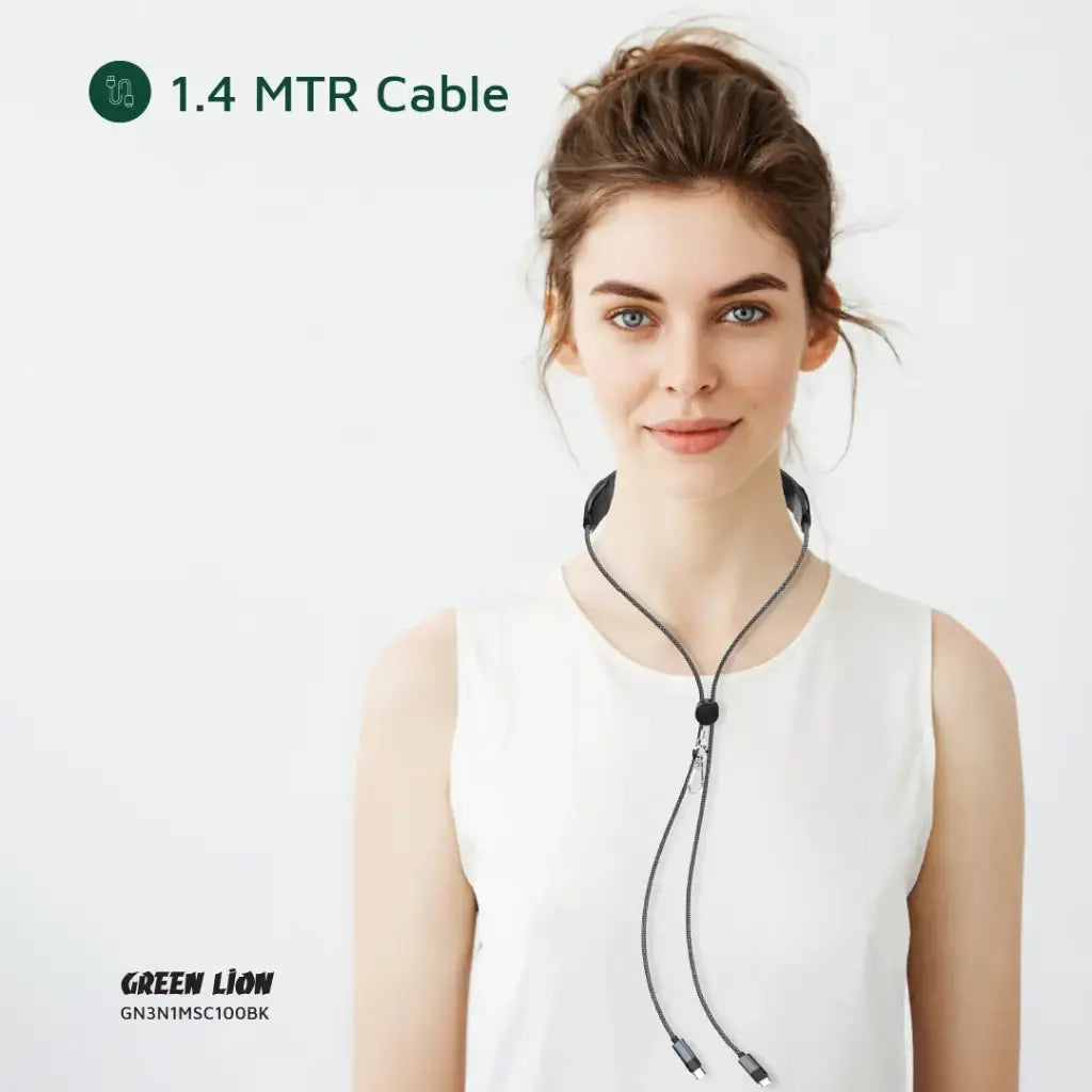 Green Lion 3-in-1 Massager Cable PD 100W – Fast Charging Cable with Built-In Massager (Black)