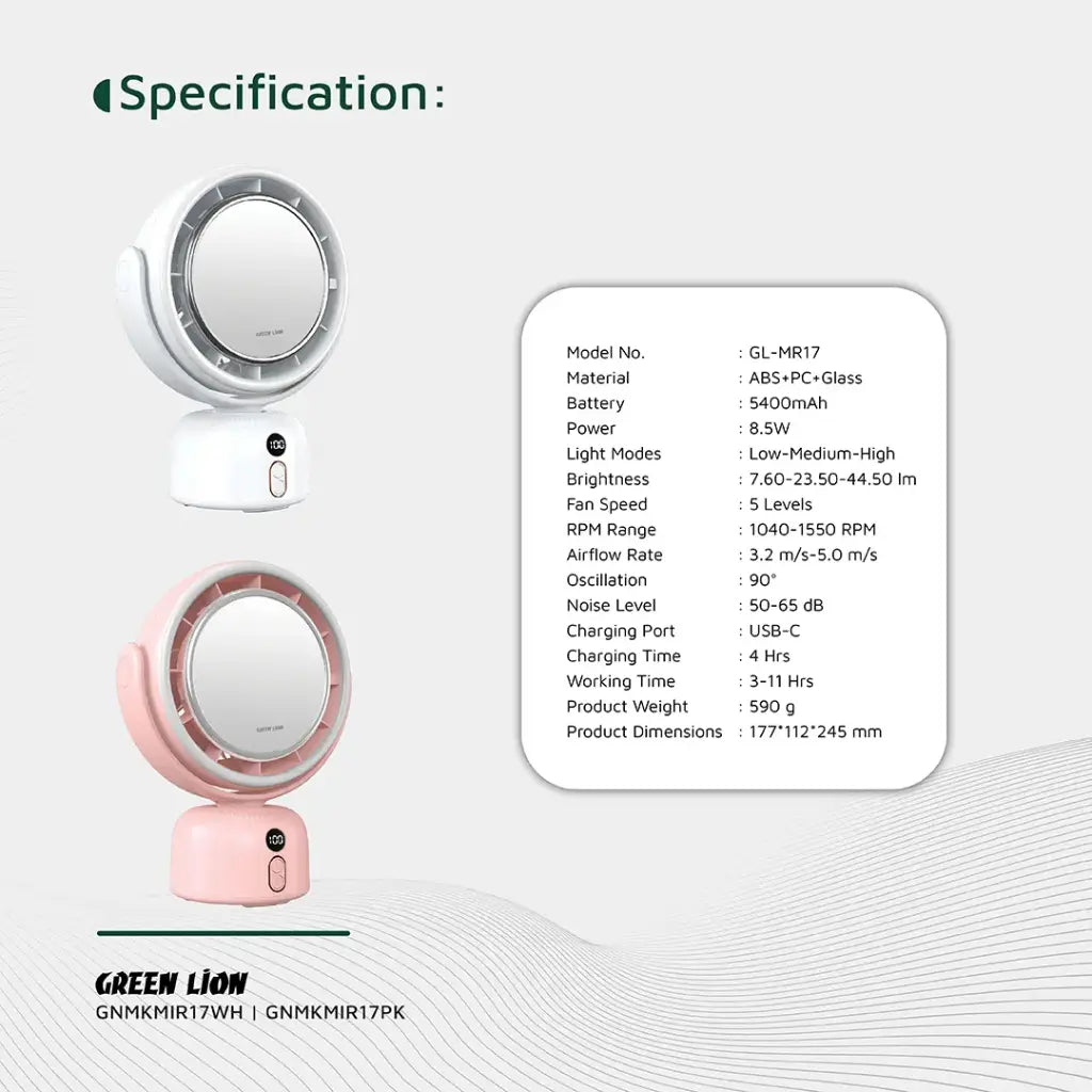 Green Lion Makeup Mirror Fan