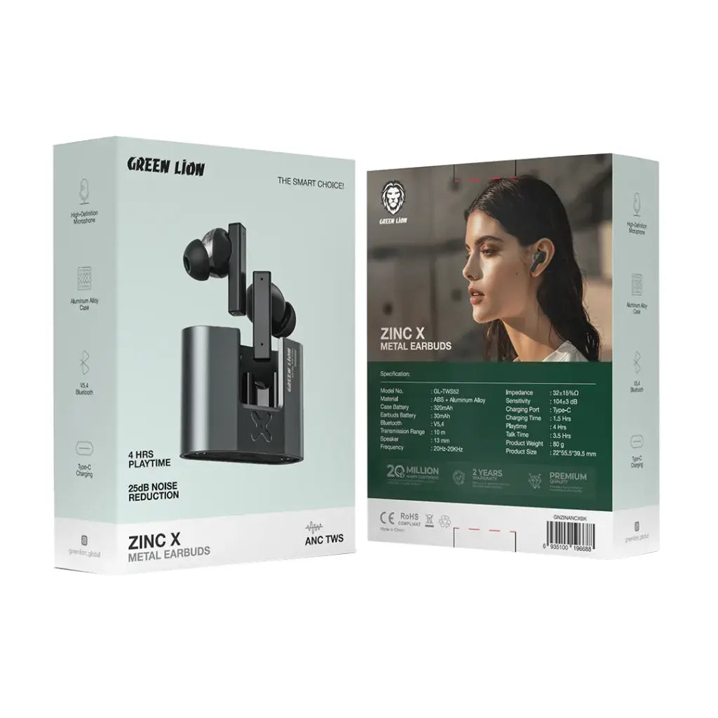 Green Lion ZINC X Metal Earbuds TWS with ANC