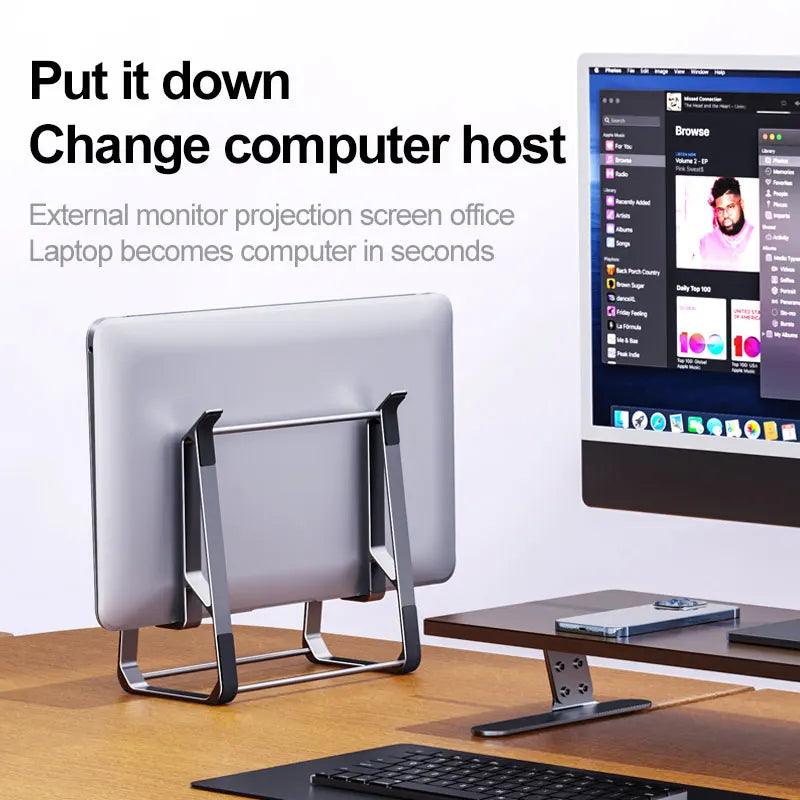 Ergonomic Aluminum Desk Stand - Detachable Laptop Holder - Black - Saleshubstore