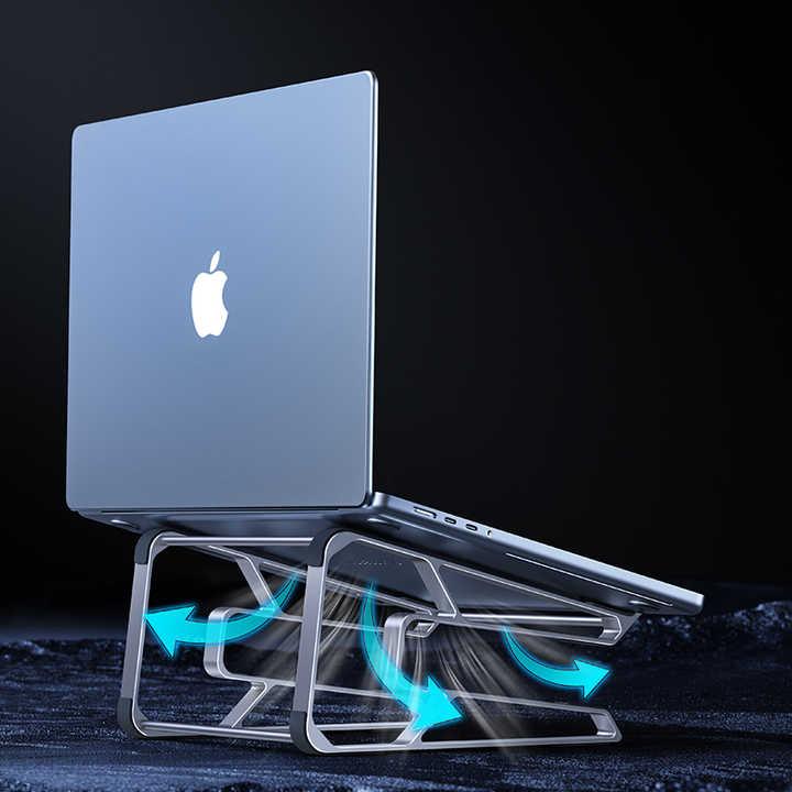 Ergonomic Aluminum Desk Stand - Detachable Laptop Holder - Black - Saleshubstore