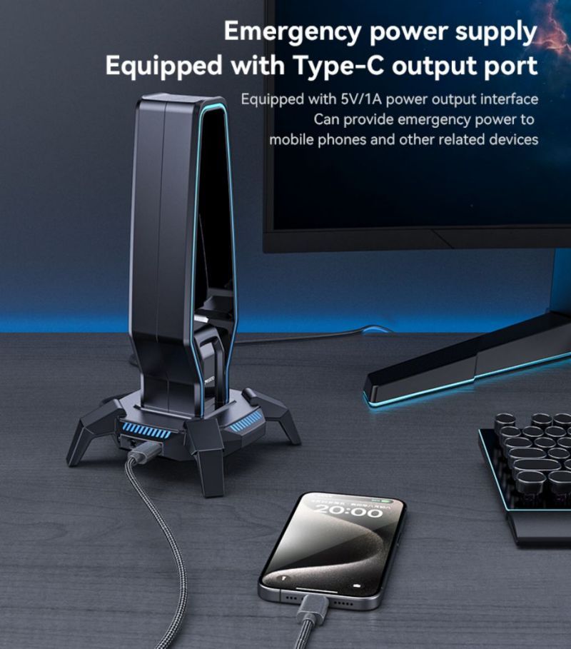 Yesido HB25 RGB Headphone Stand with USB Hub