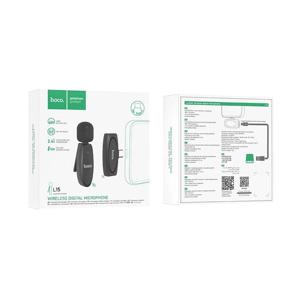 Hoco L15 Crystal Lavaliere Wireless Digital Microphone (USB-C or Lightning) - Saleshubstore